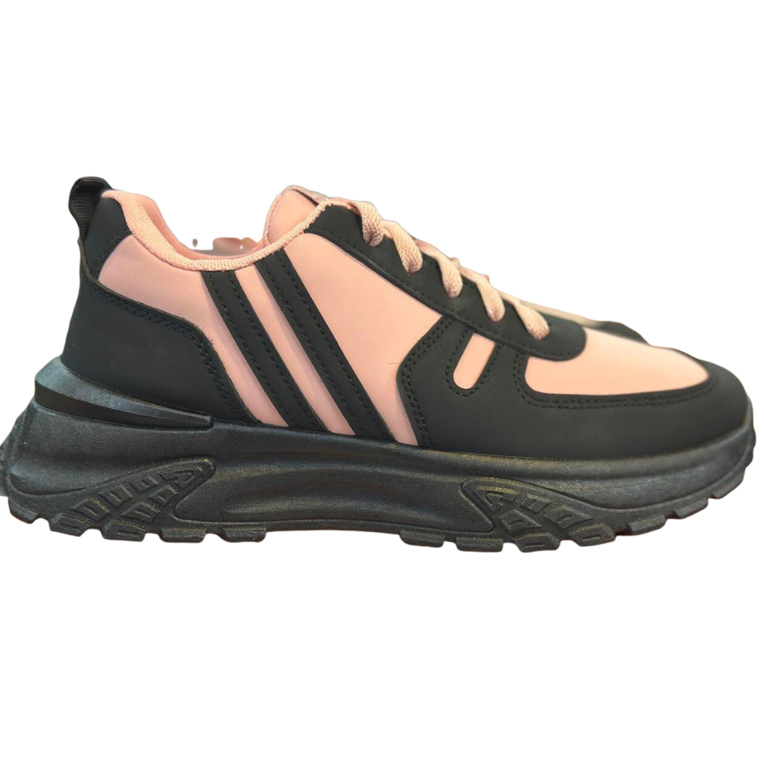 Black & pink combo casual sneakers for women