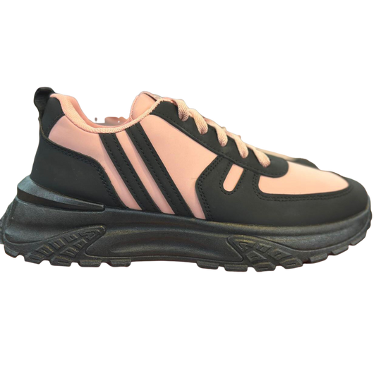 Black & pink combo casual sneakers for women