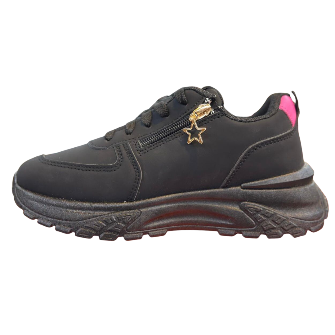 Black & pink instant style sneakers for women
