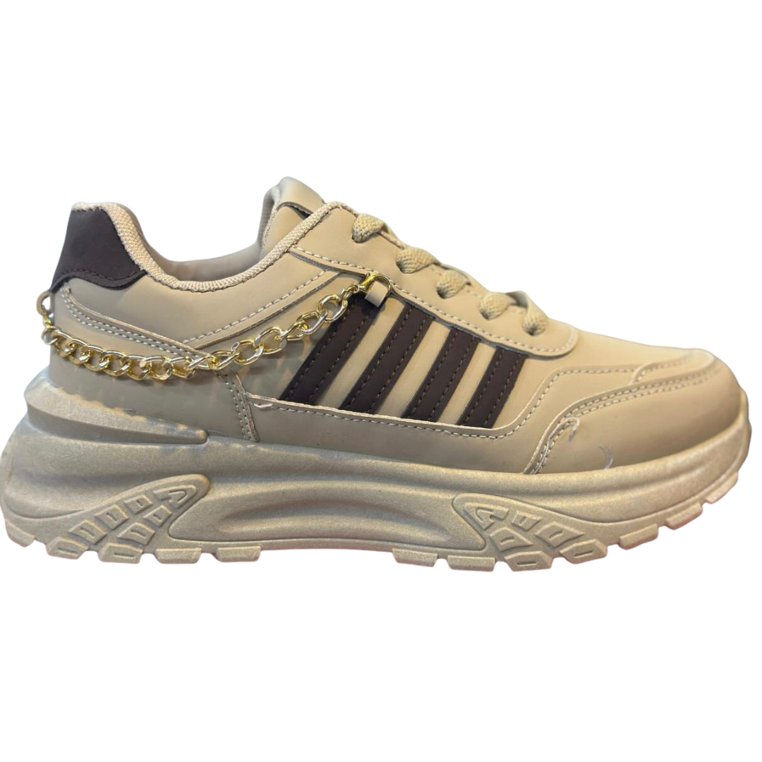 Beige & black instant style sneakers for women