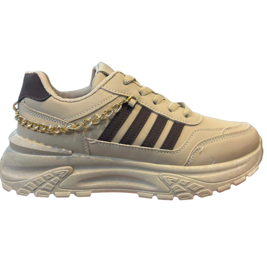 Beige & black instant style sneakers for women