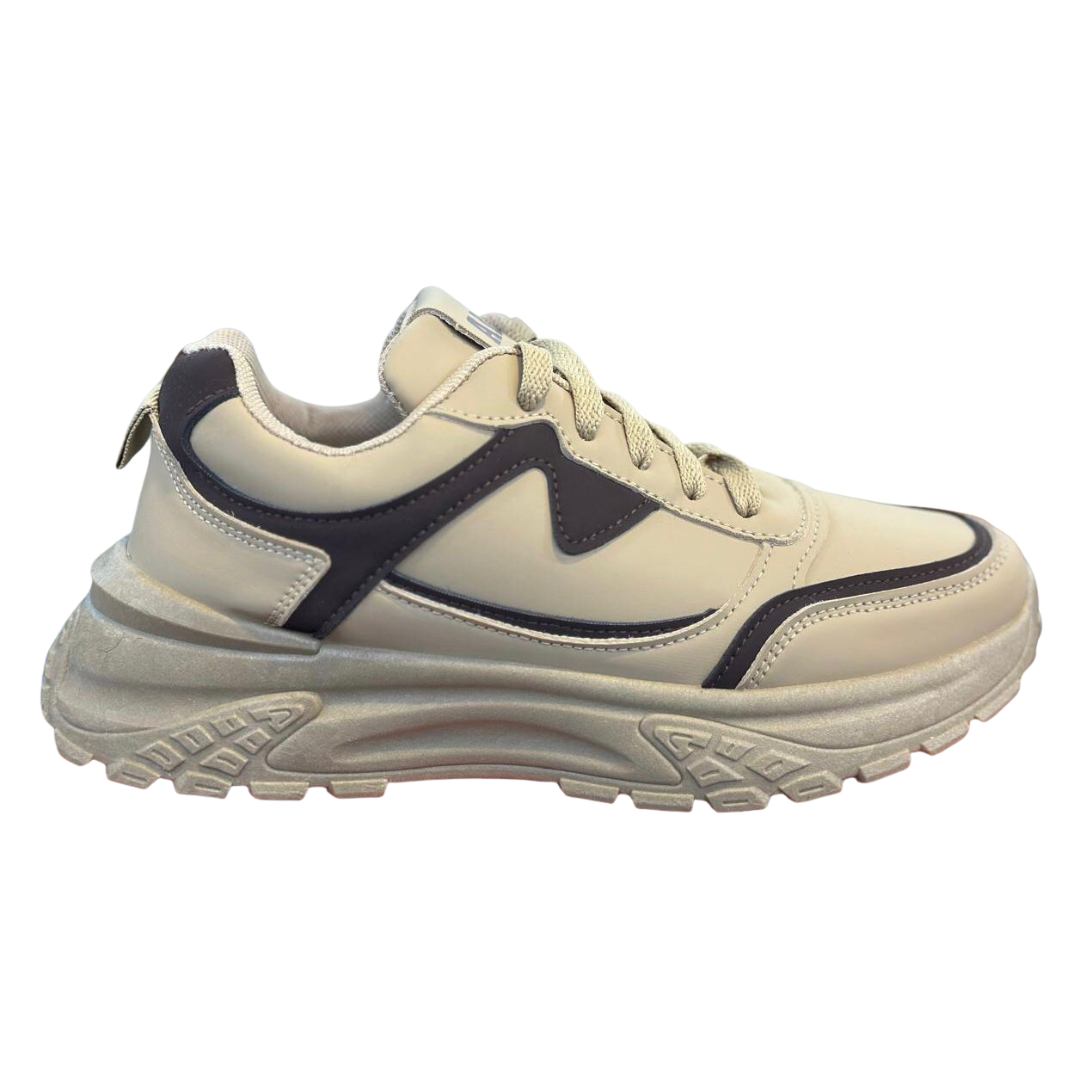 Beige & black instant style sneakers for women