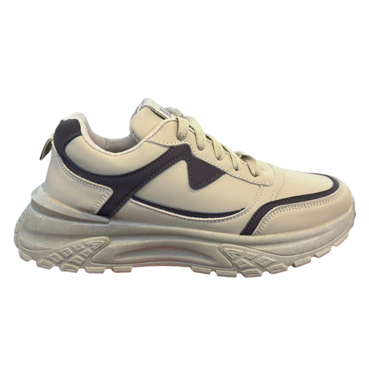 Beige & black instant style sneakers for women