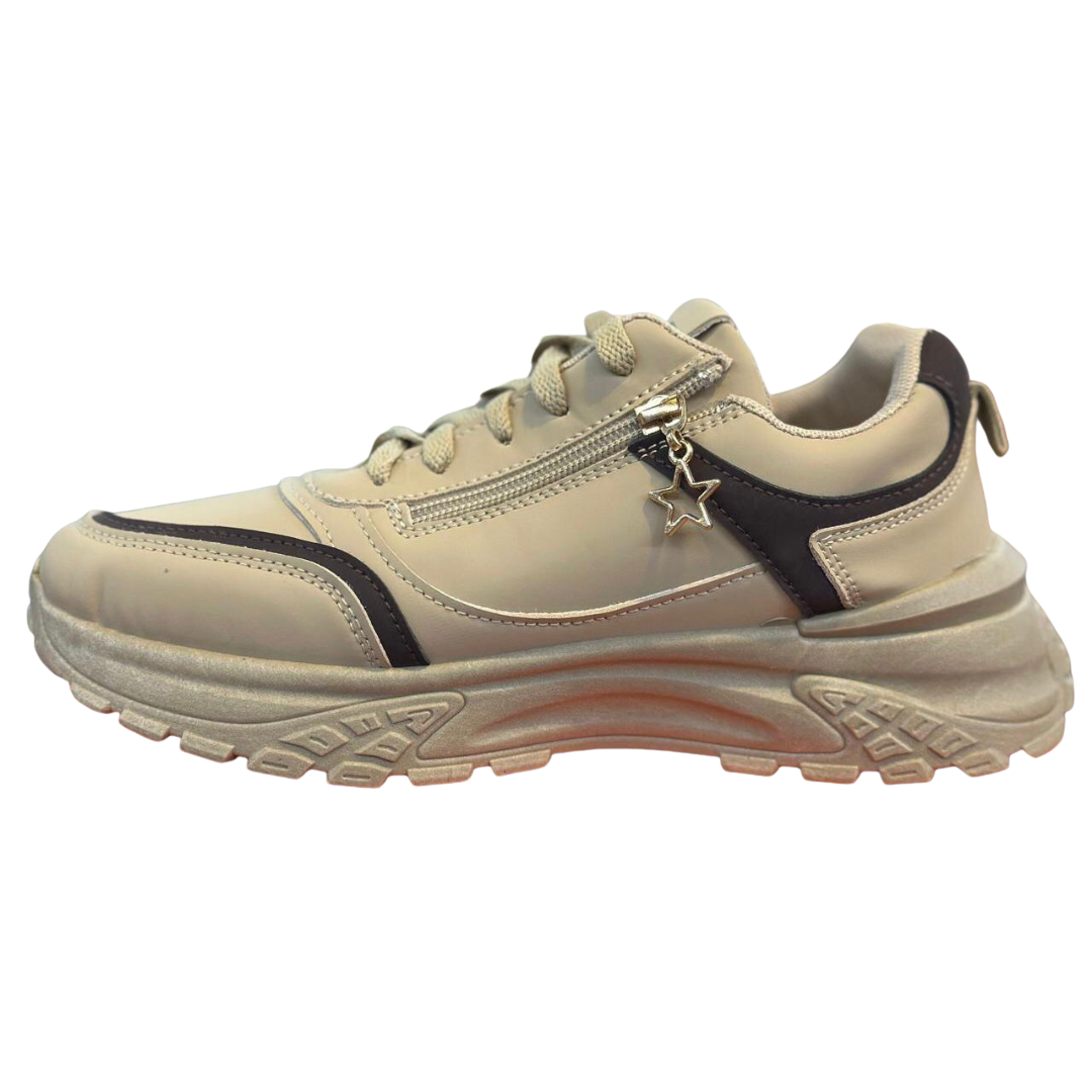 Beige & black instant style sneakers for women